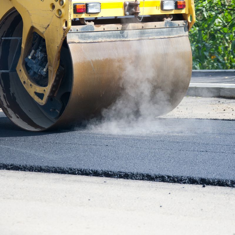 Freshly paved asphalt surface