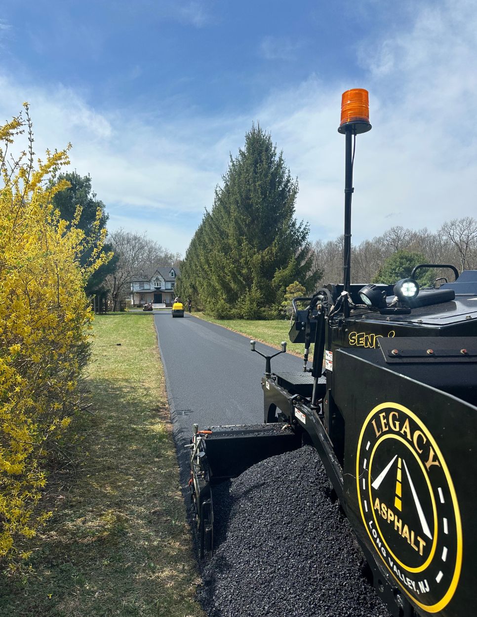 Asphalt paving crew at work