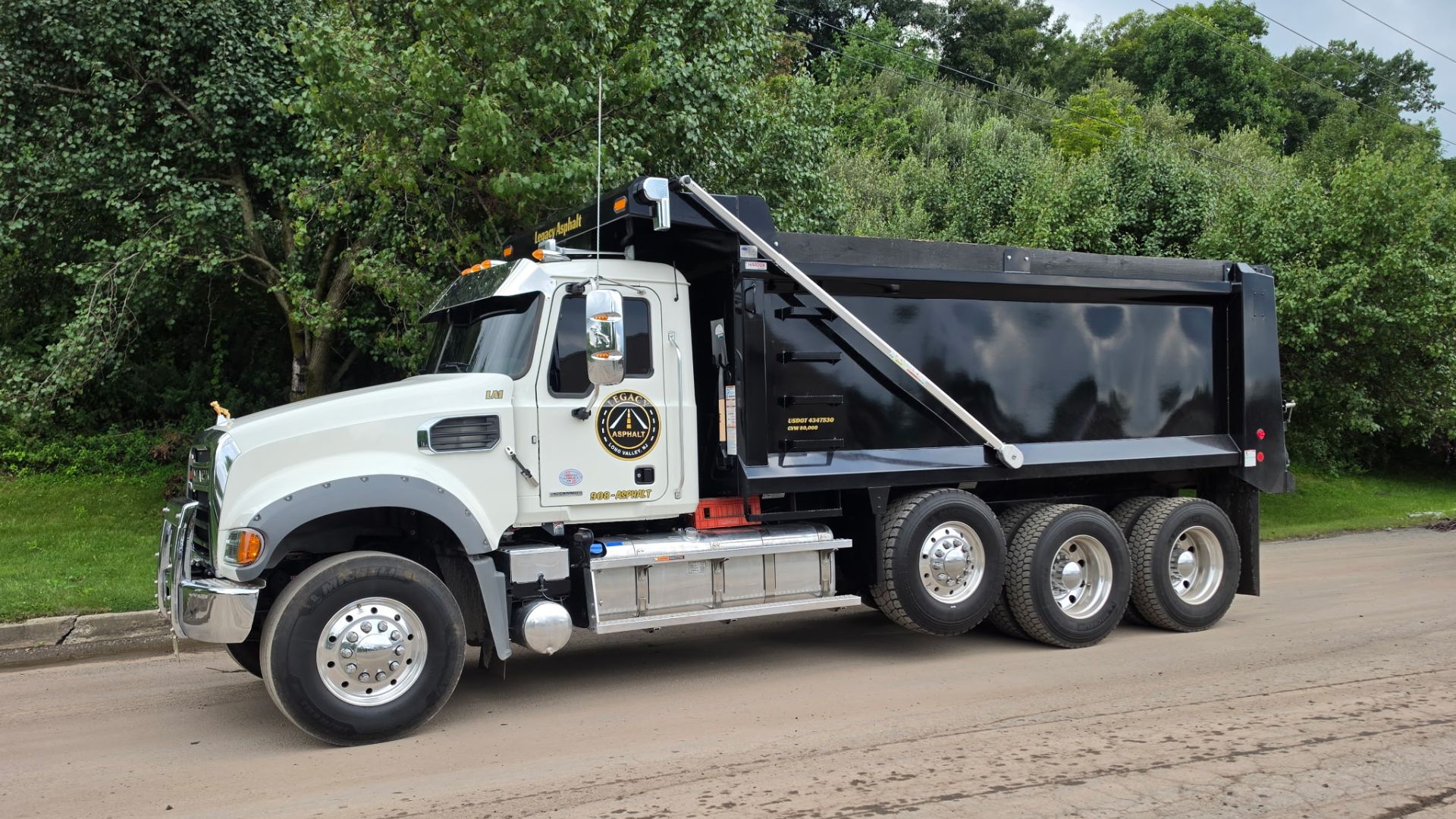 Dump truck hauling jobsite materials